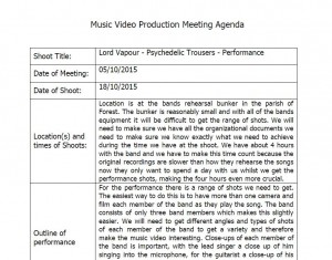 production meeting agenda for performance